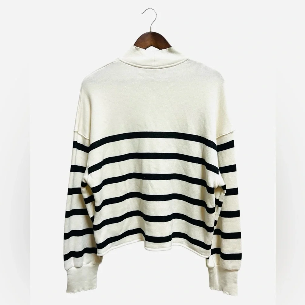 J.Crew Heritage terry mockneck sweatshirt in stripe size L NWT